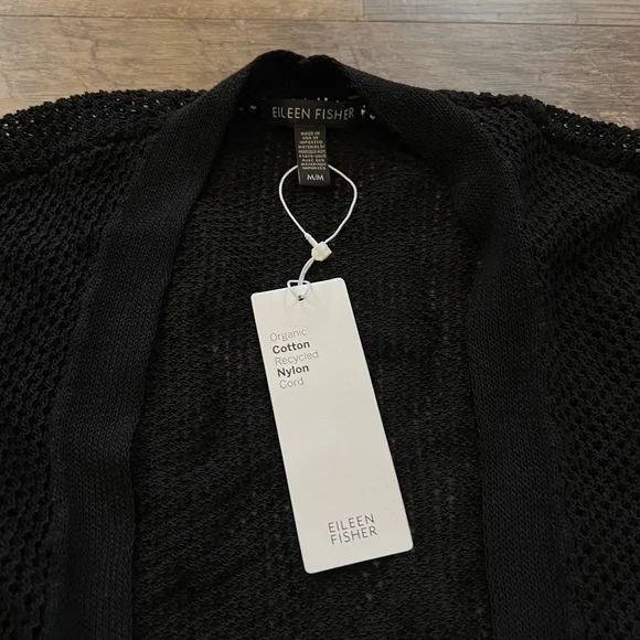 Eileen Fisher Open Front Weave Knit High/Low Short Cardigan Sweater M NWT $358 - Picture 5 of 9